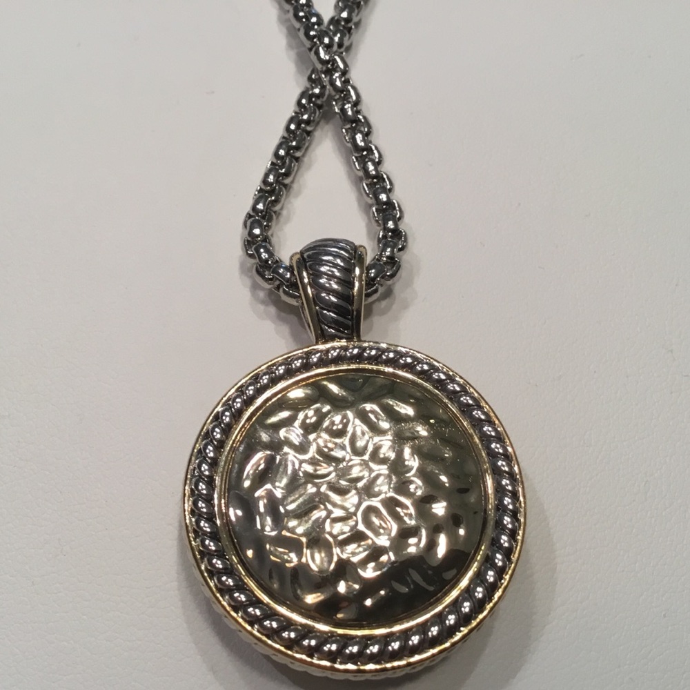 Two Tone Necklace with Crystals - Picture 2 of 4